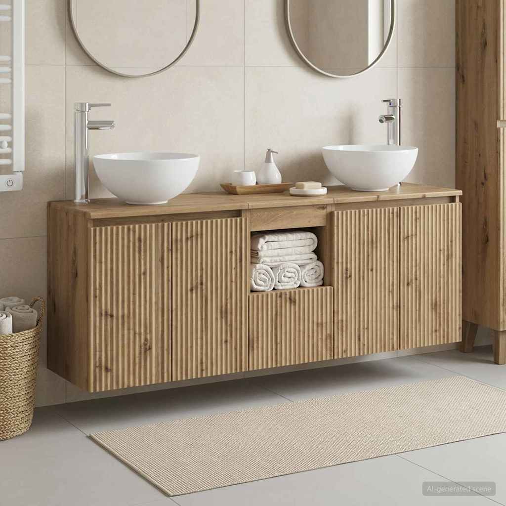 vidaXL Juego de Muebles de Baño 3 uds. Roble artisan 129 x 41 x 80 cm