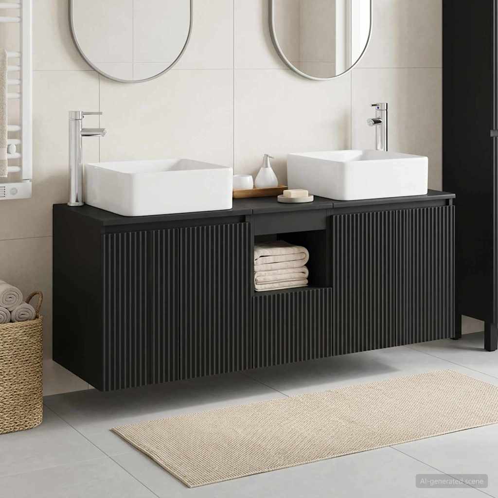 vidaXL Juego de Muebles de Baño 3 uds. Negro 49,5 x 41 x 63 cm
