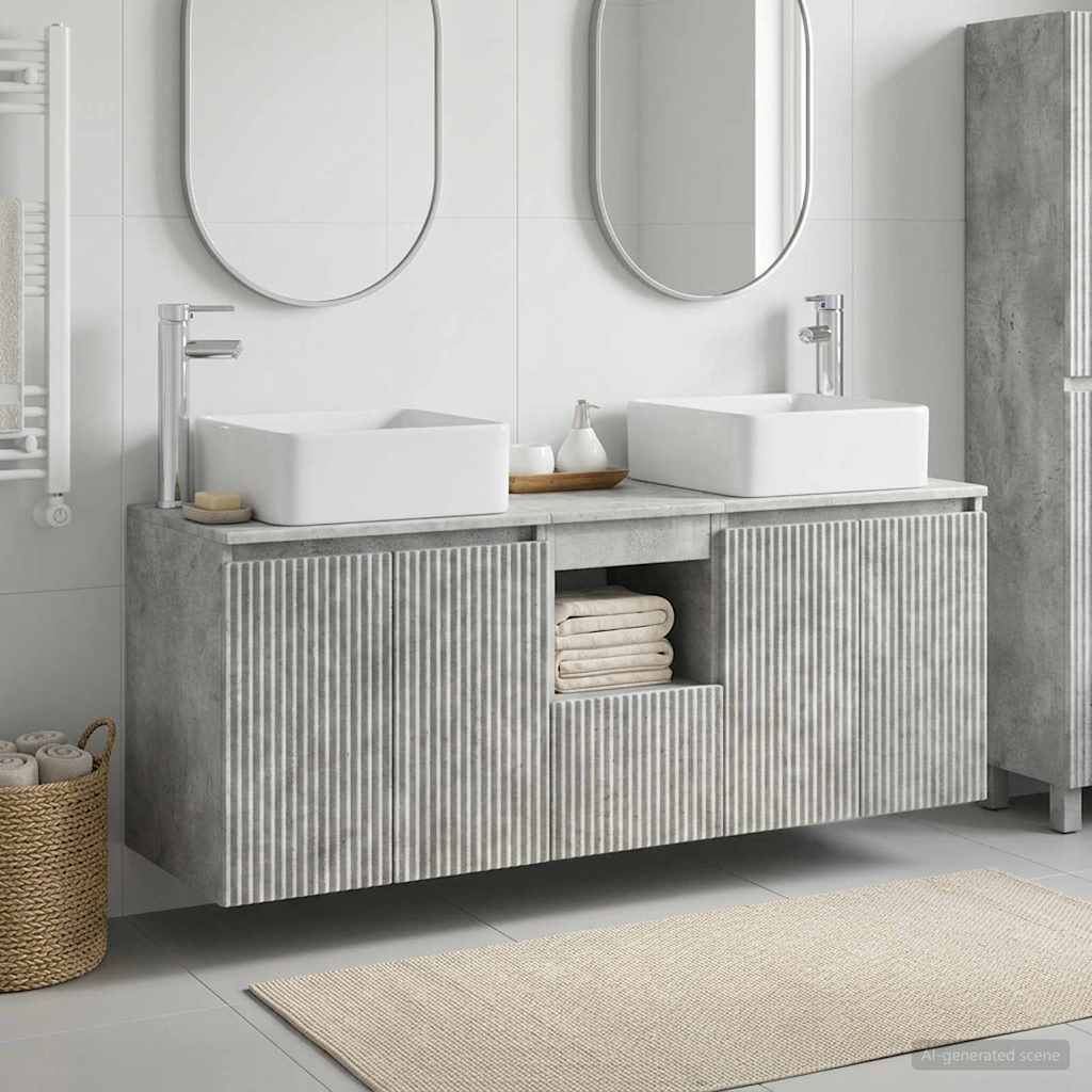 vidaXL Juego de Muebles de Baño 3 uds. Gris Hormigón 49,5 x 41 x 63 cm