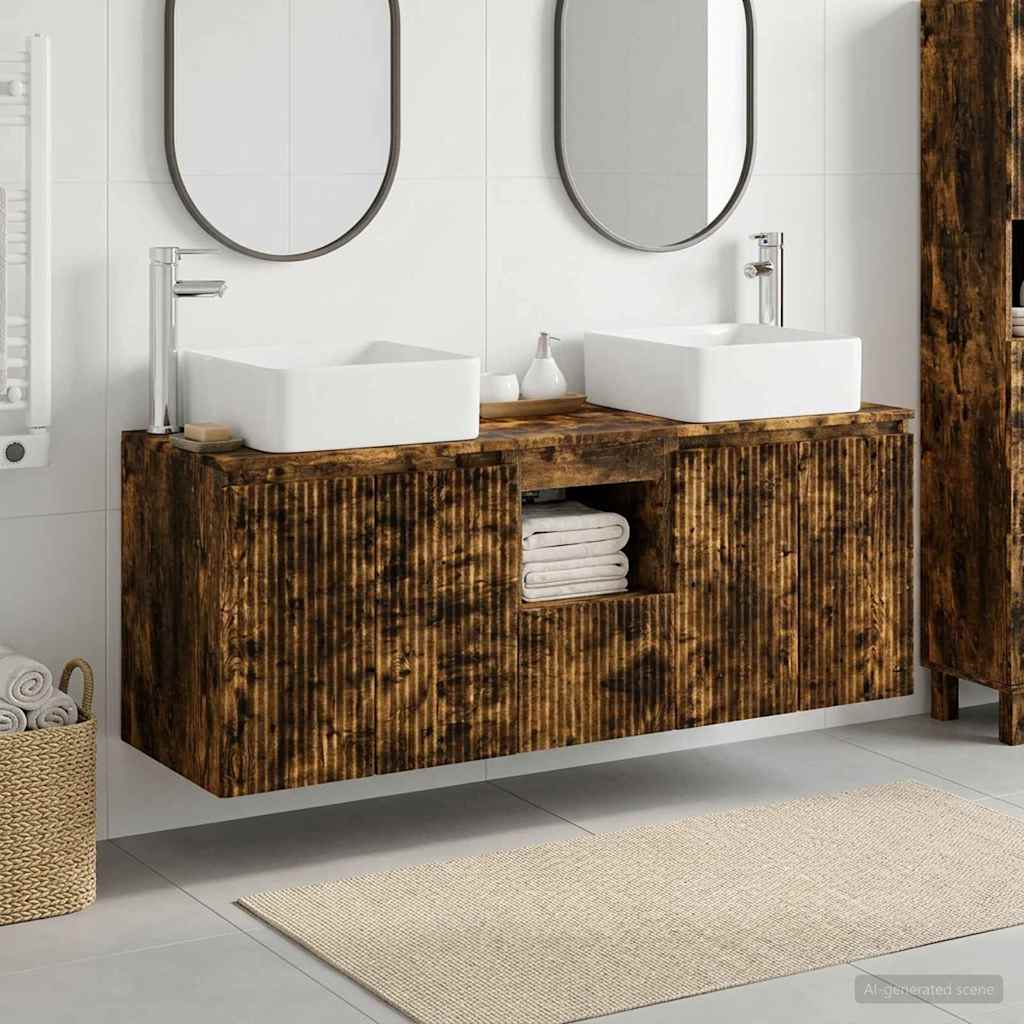vidaXL Juego de Muebles de Baño 3 uds. Roble Ahumado 49,5 x 41 x 63 cm