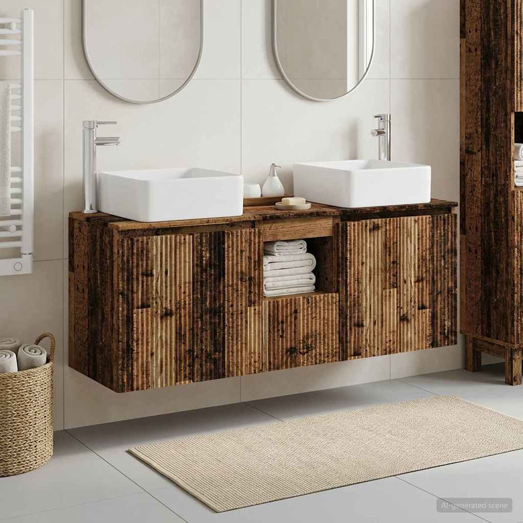 vidaXL Juego de Muebles de Baño 3 uds. Madera envejecida