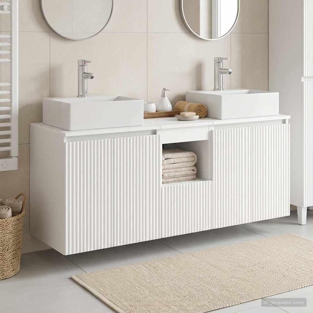 vidaXL Juego de Muebles de Baño 3 uds. Blanco 129 x 41 x 79,5 cm