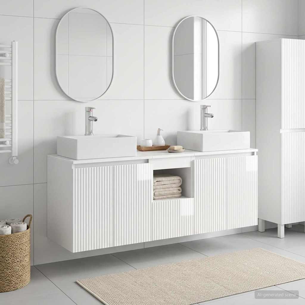 vidaXL Juego de Muebles de Baño 3 uds. Blanco Brillante