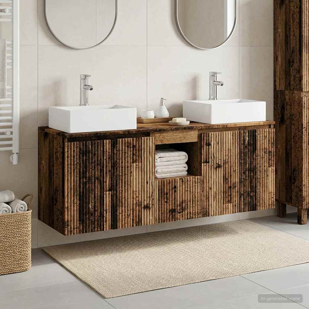 vidaXL Juego de Muebles de Baño 3 uds. Madera envejecida