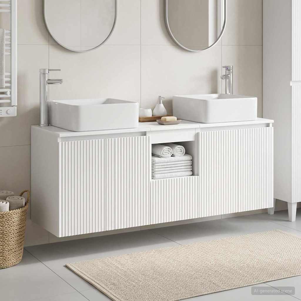 vidaXL Juego de Muebles de Baño 3 uds. Blanco 135 x 35 x 80 cm