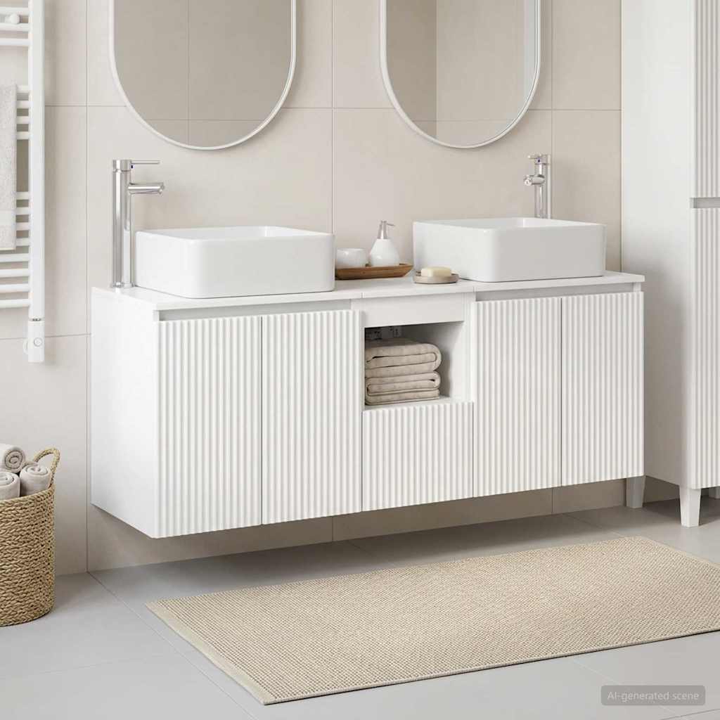 vidaXL Juego de Muebles de Baño 3 uds. Blanco Brillante