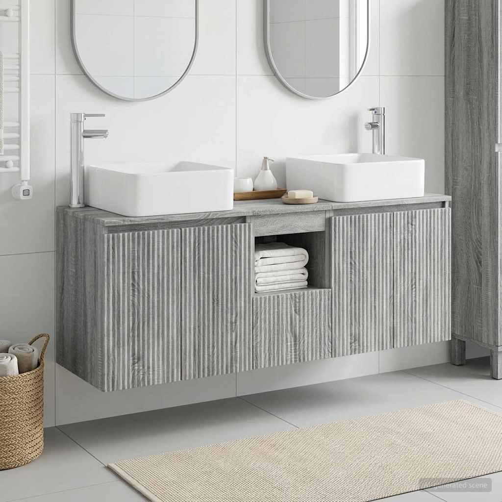 vidaXL Juego de Muebles de Baño 3 uds. Sonoma gris 135 x 35 x 80 cm