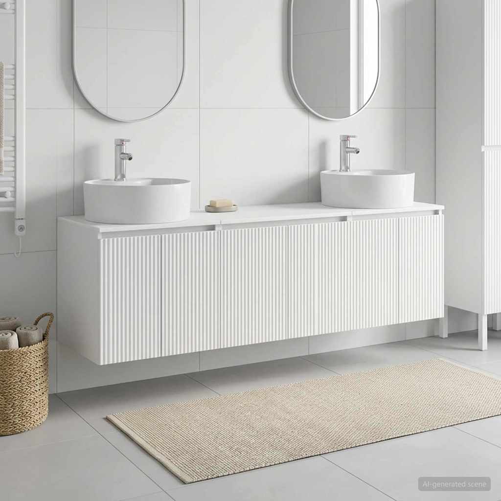 vidaXL Juego de Muebles de Baño 3 uds. Blanco 161,5 x 44,5 x 82 cm