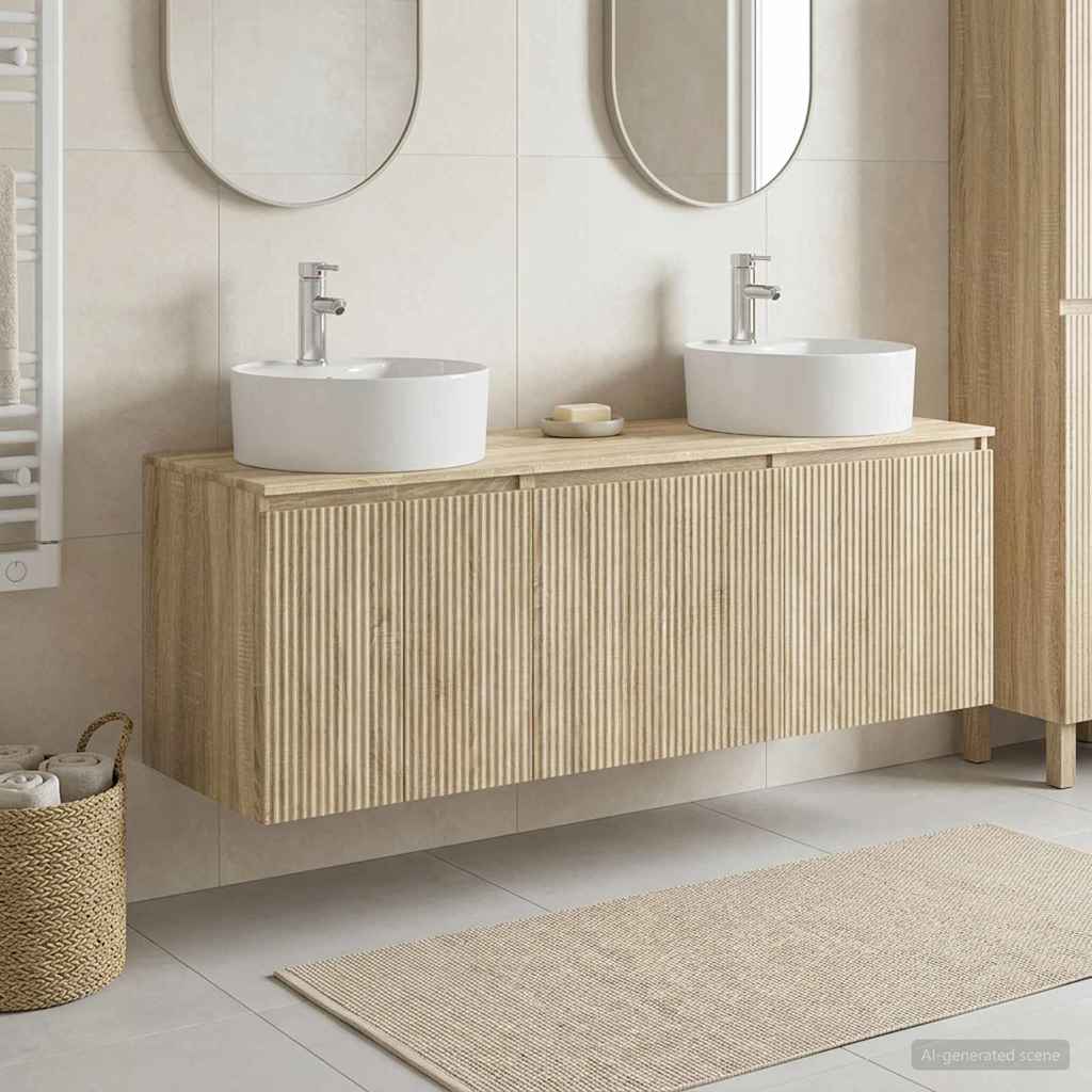 vidaXL Juego de Muebles de Baño 3 uds. Roble Sonoma