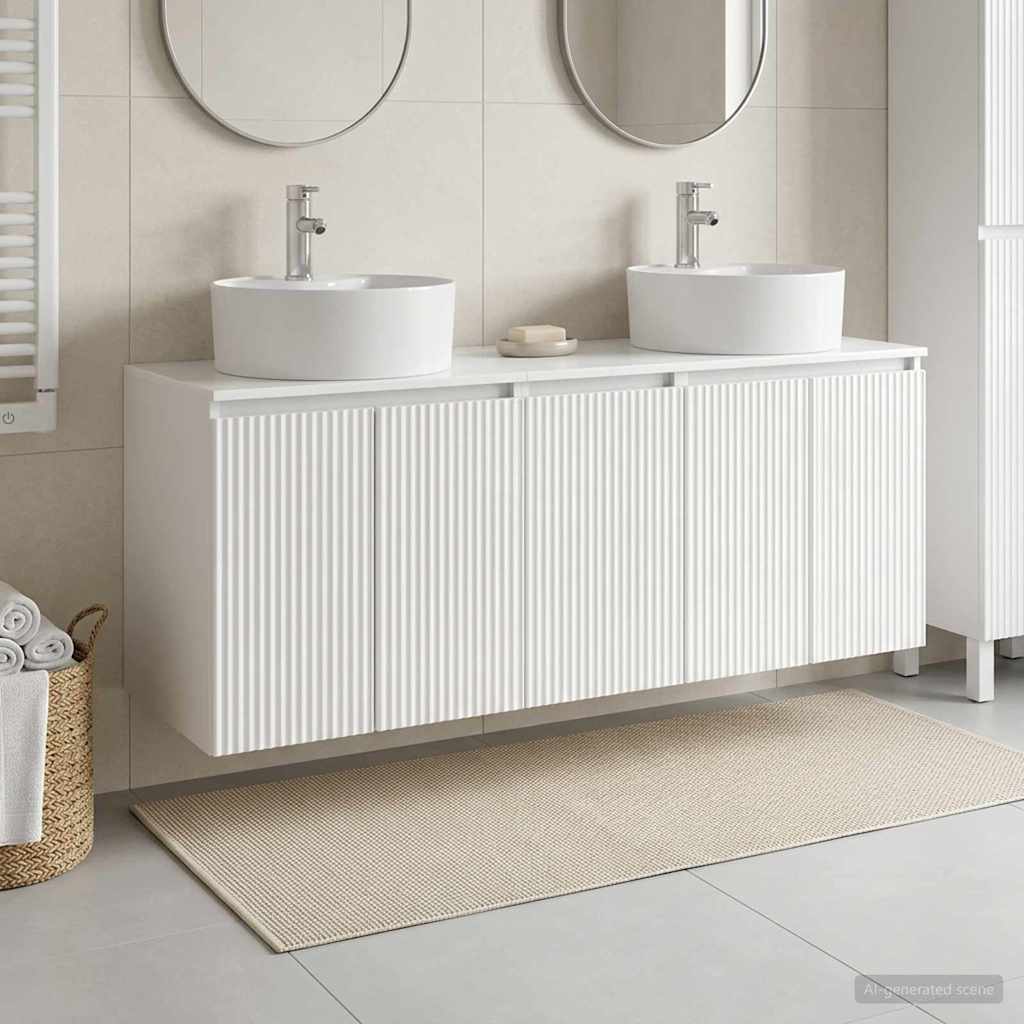 vidaXL Juego de Muebles de Baño 3 uds. Blanco Brillante
