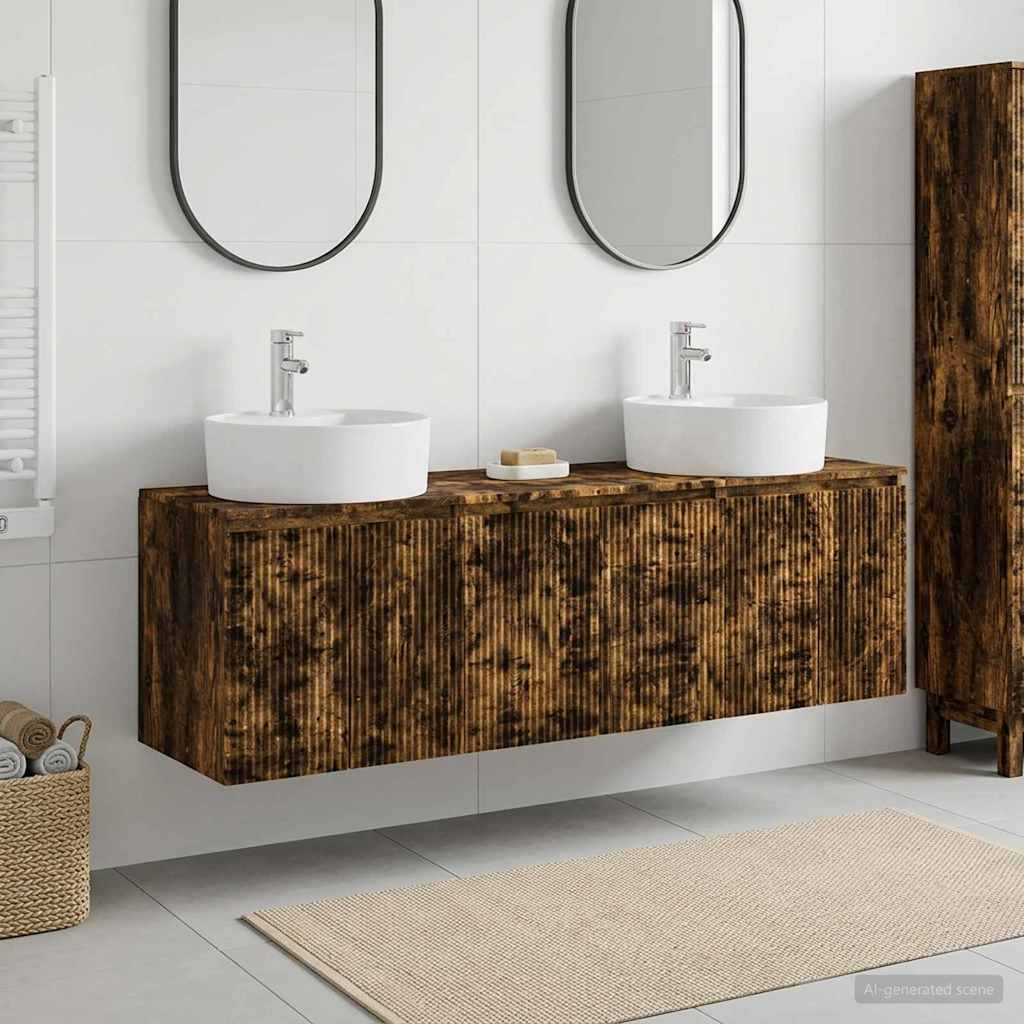 vidaXL Juego de Muebles de Baño 3 uds. Roble Ahumado