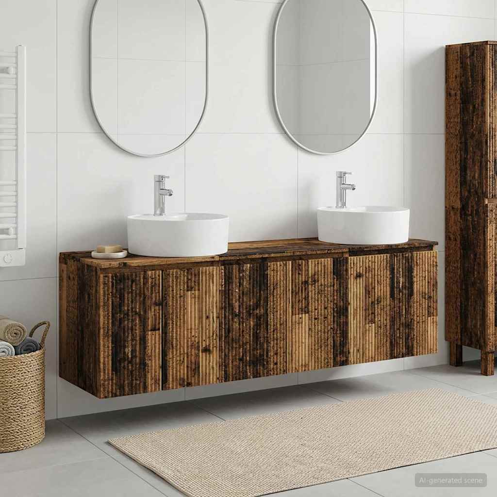 vidaXL Juego de Muebles de Baño 3 uds. Madera envejecida