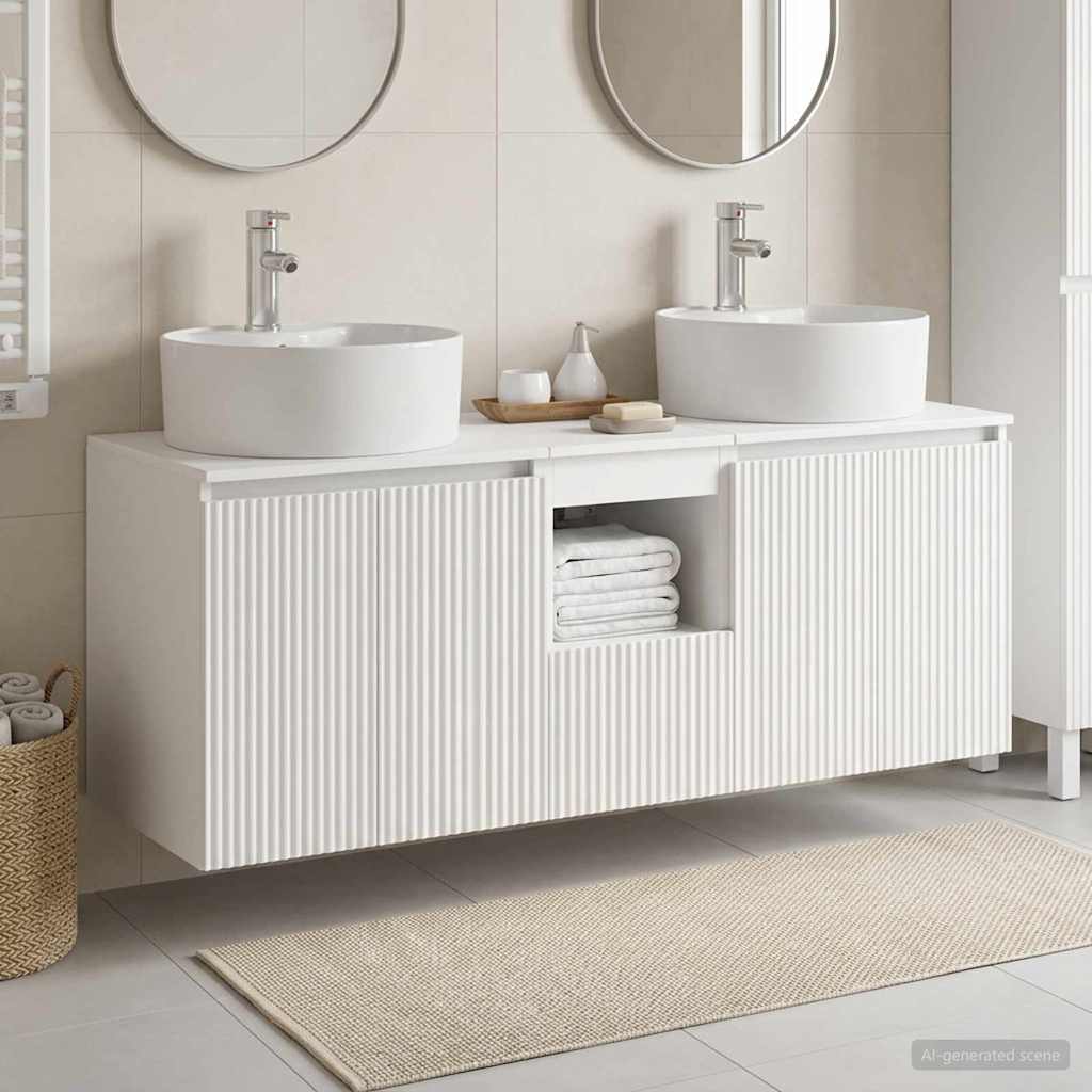 vidaXL Juego de Muebles de Baño 3 uds. Blanco 49,5 x 44,5 x 65 cm