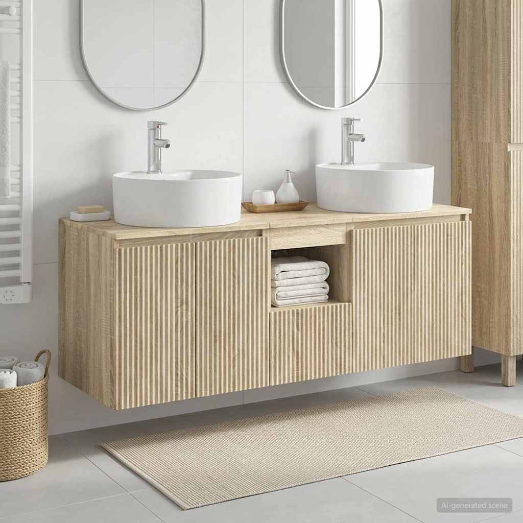 vidaXL Juego de Muebles de Baño 3 uds. Roble Sonoma