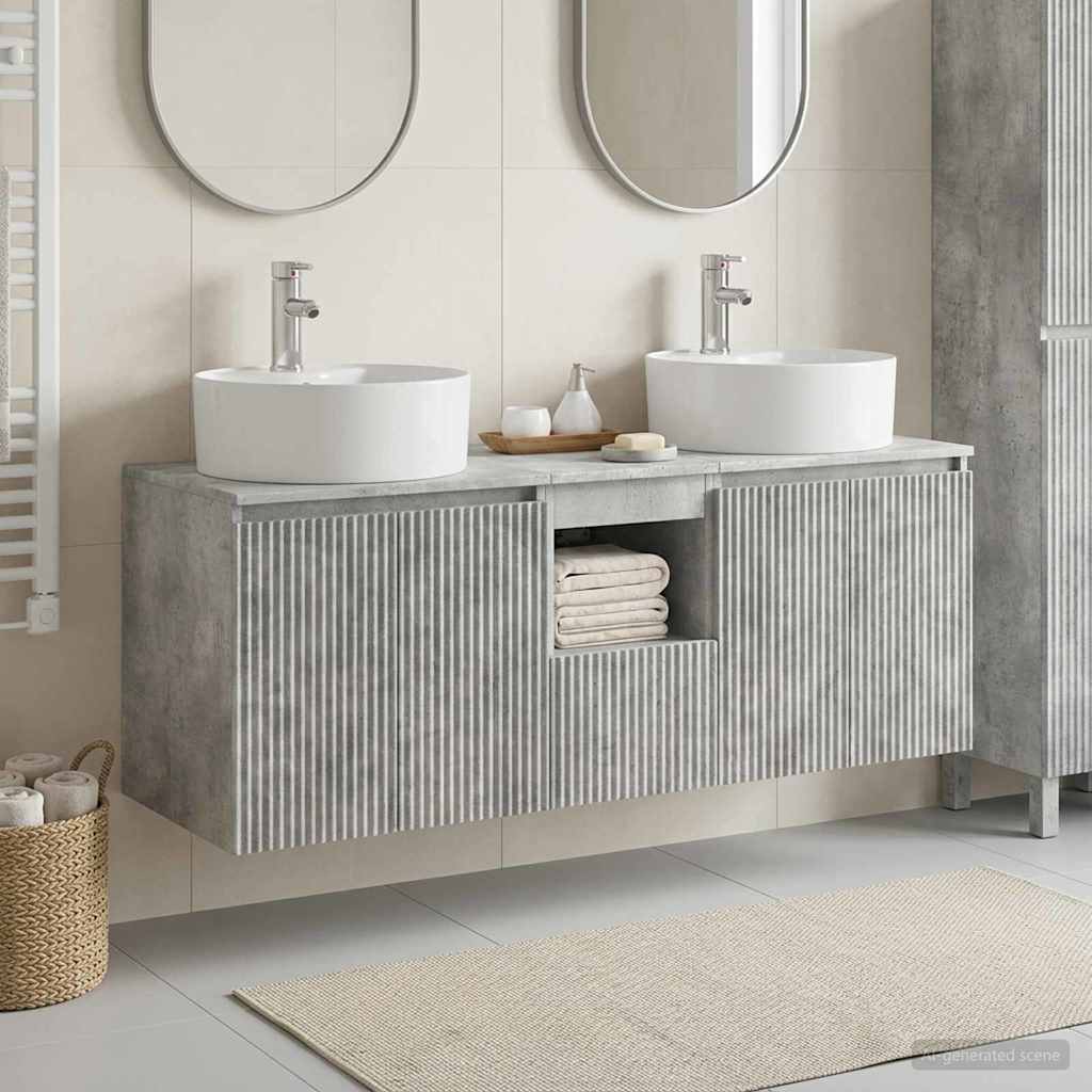 vidaXL Juego de Muebles de Baño 3 uds. Gris Hormigón