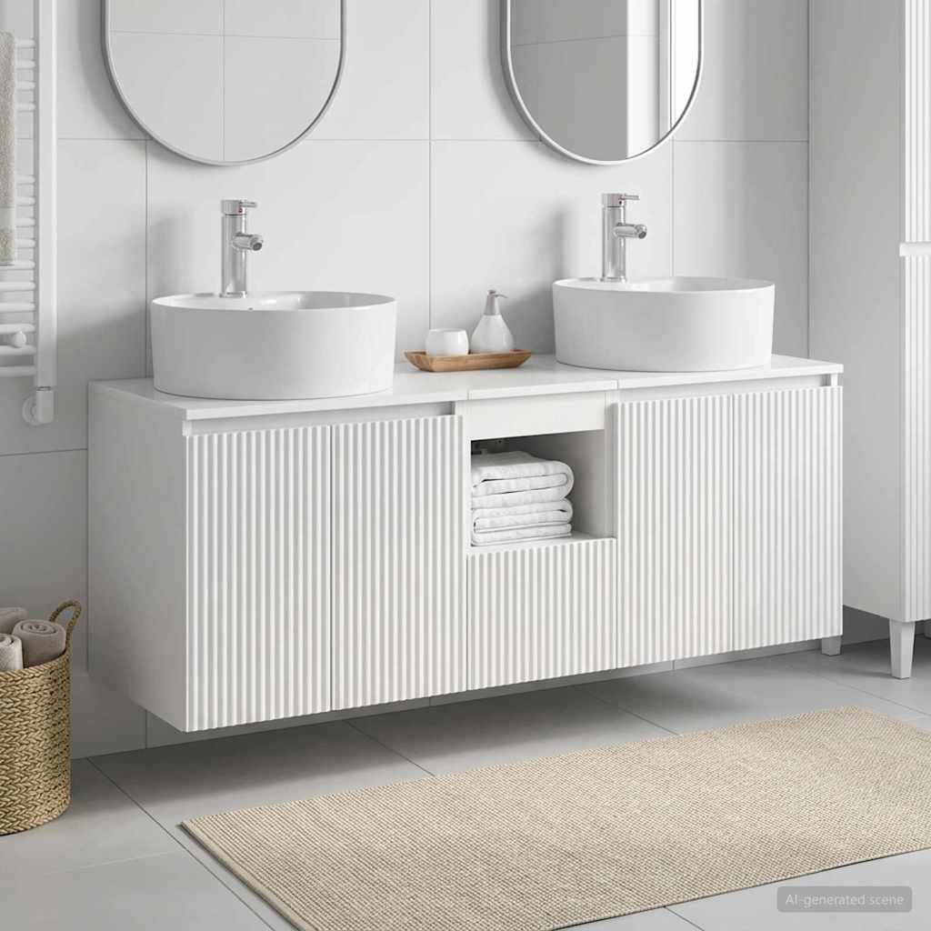 vidaXL Juego de Muebles de Baño 3 uds. Blanco Brillante