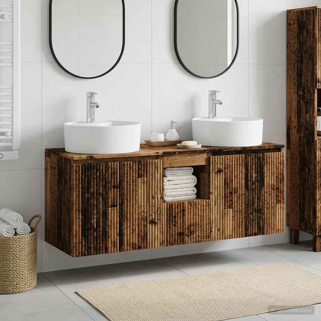 vidaXL Juego de Muebles de Baño 3 uds. Madera envejecida