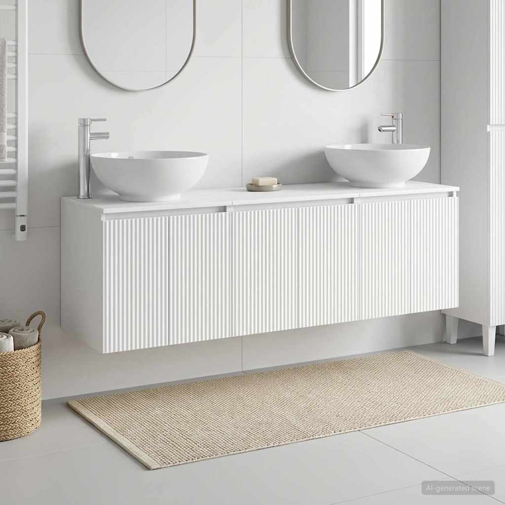 vidaXL Juego de Muebles de Baño 3 uds. Blanco 161.5 x 44.5 x 80 cm