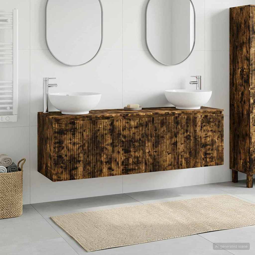 vidaXL Juego de Muebles de Baño 3 uds. Roble Ahumado