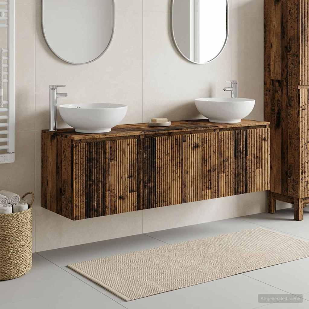 vidaXL Juego de Muebles de Baño 3 uds. Madera envejecida