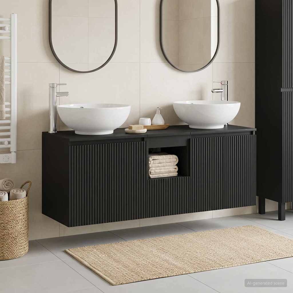 vidaXL Juego de Muebles de Baño 3 uds. Negro 49,5 x 44,5 x 65 cm