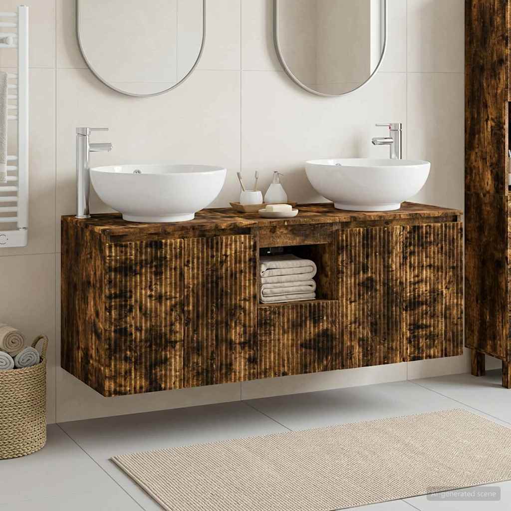 vidaXL Juego de Muebles de Baño 3 uds. Roble Ahumado