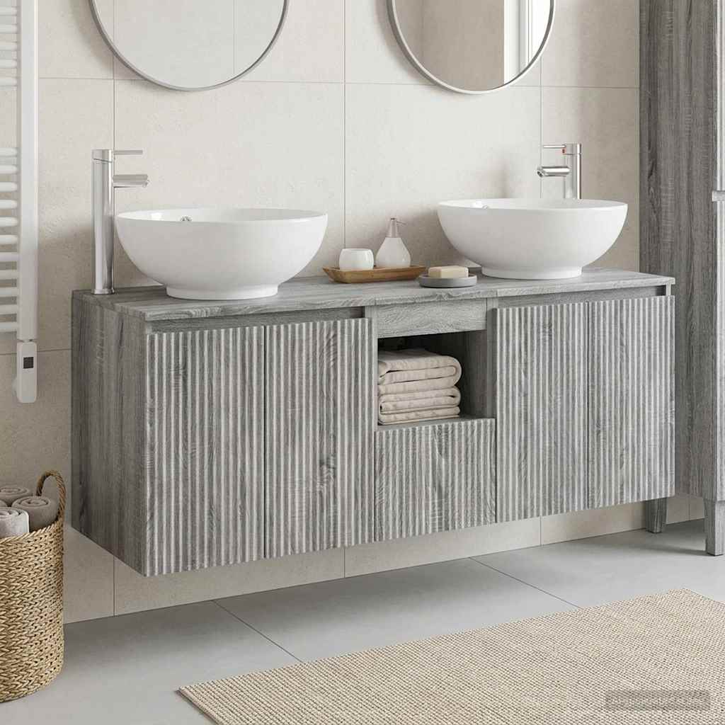 vidaXL Juego de Muebles de Baño 3 uds. Sonoma gris 49,5 x 44,5 x 65 cm