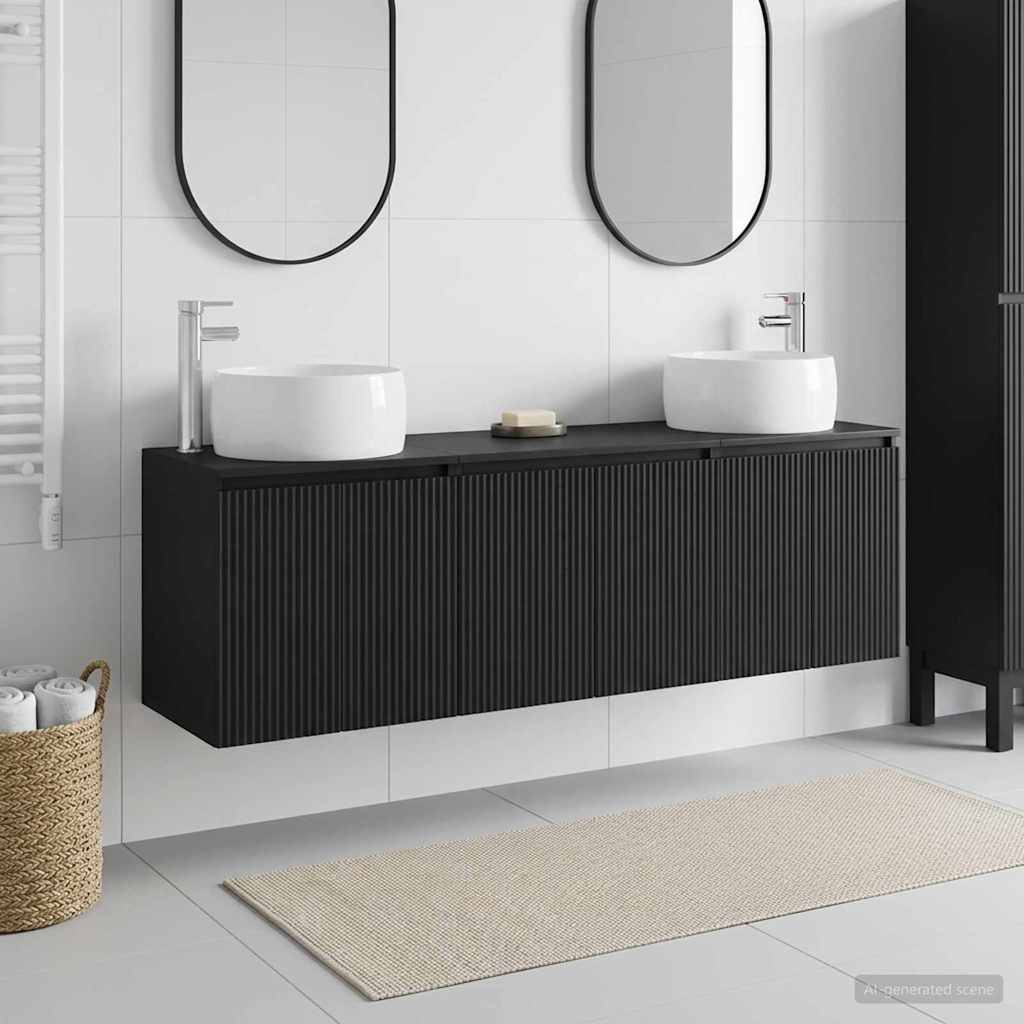 vidaXL Juego de Muebles de Baño 3 uds. Negro 49,5 x 44,5 x 66 cm
