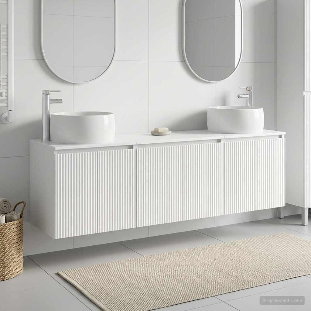 vidaXL Juego de Muebles de Baño 3 uds. Blanco Brillante