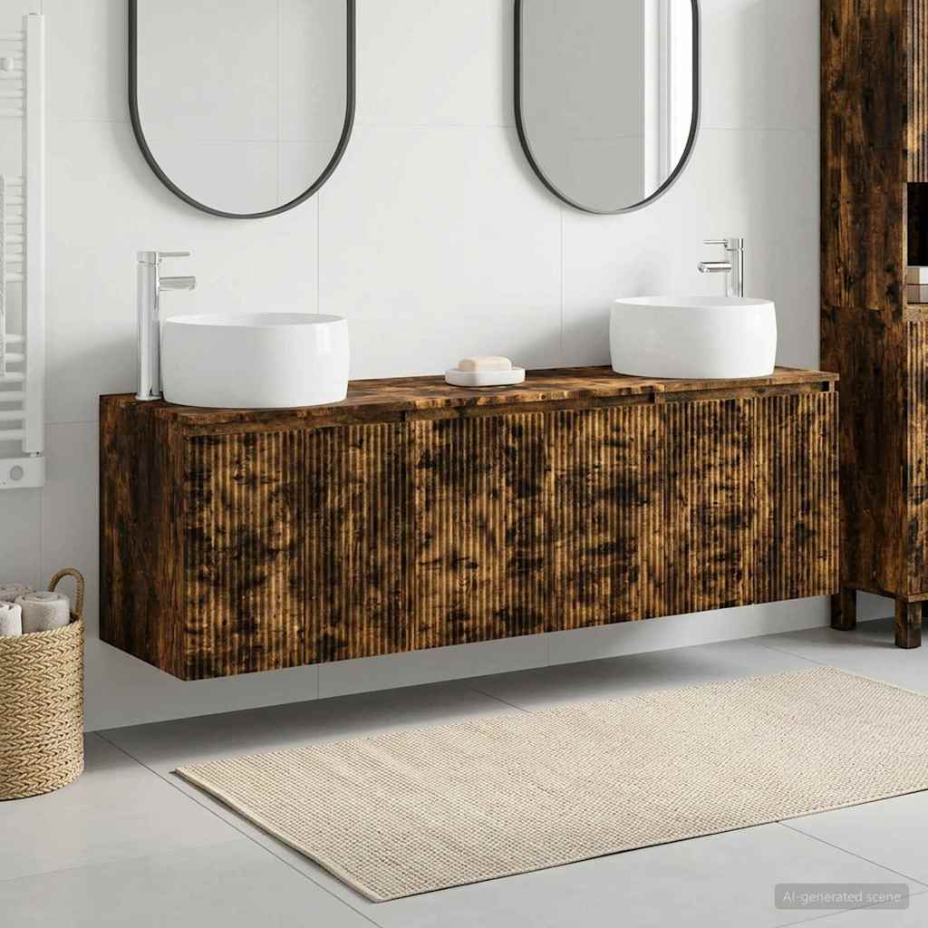 vidaXL Juego de Muebles de Baño 3 uds. Roble Ahumado