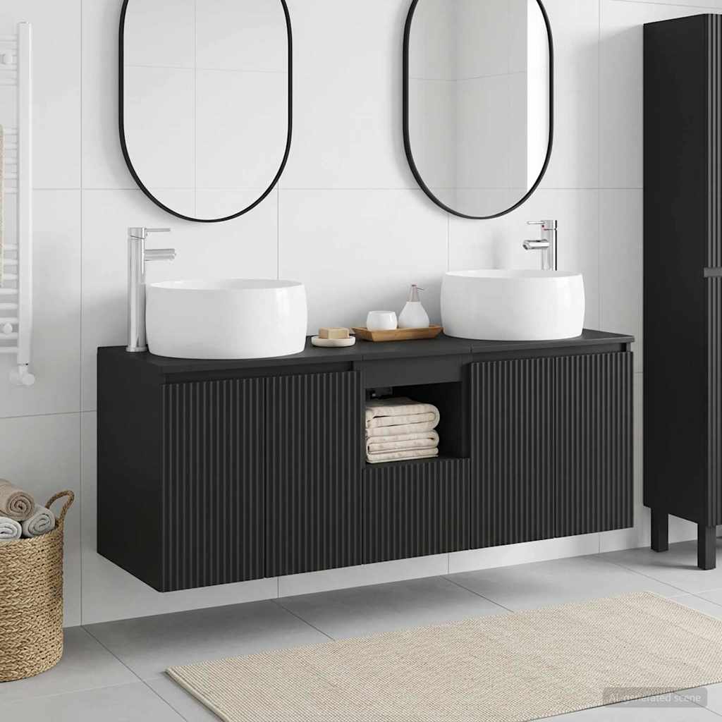 vidaXL Juego de Muebles de Baño 3 uds. Negro 49,5 x 44,5 x 66 cm