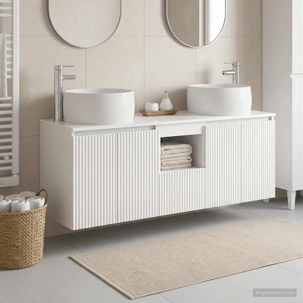 vidaXL Juego de Muebles de Baño 3 uds. Blanco Brillante