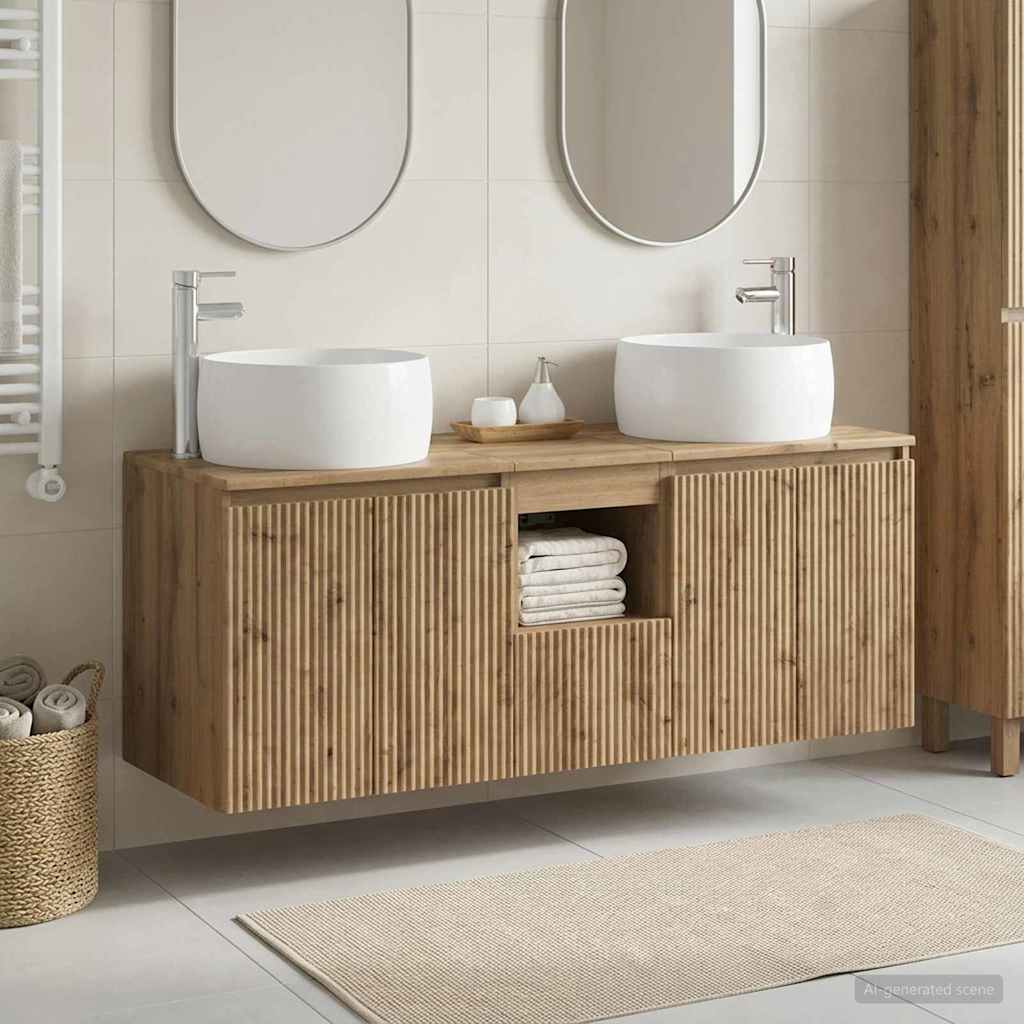 vidaXL Juego de Muebles de Baño 3 uds. Roble artisan