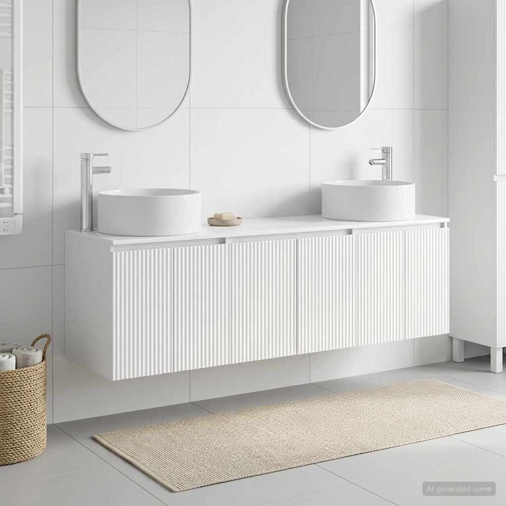 vidaXL Juego de Muebles de Baño 3 uds. Blanco Brillante
