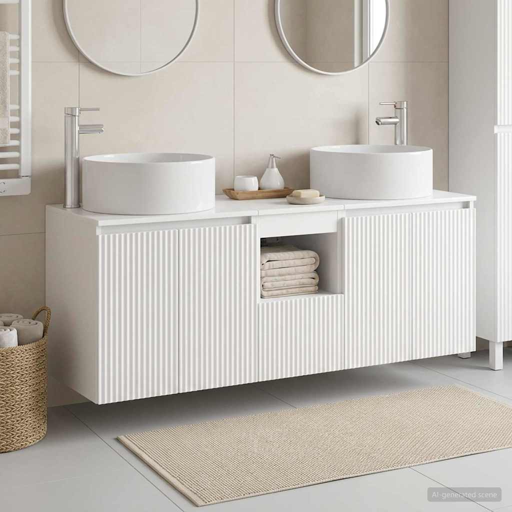 vidaXL Juego de Muebles de Baño 3 uds. Blanco Brillante