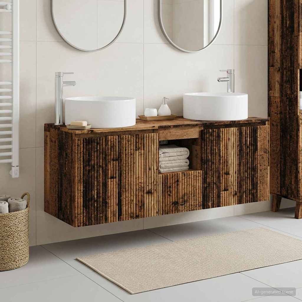 vidaXL Juego de Muebles de Baño 3 uds. Madera envejecida