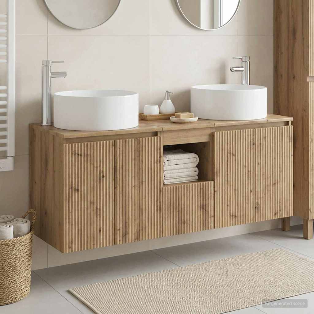 vidaXL Juego de Muebles de Baño 3 uds. Roble artisan