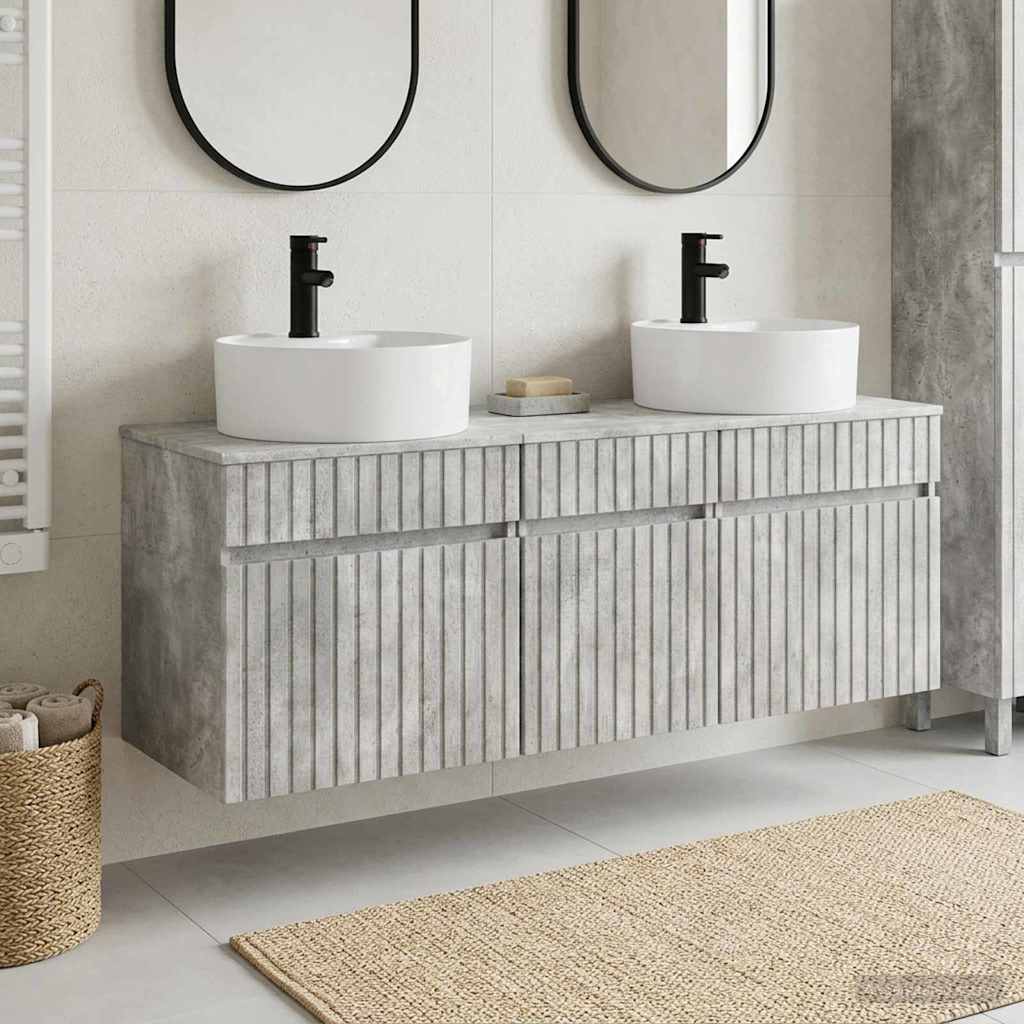 vidaXL Juego de Muebles de Baño 3 uds. Gris Hormigón 49 x 44,5 x 65 cm