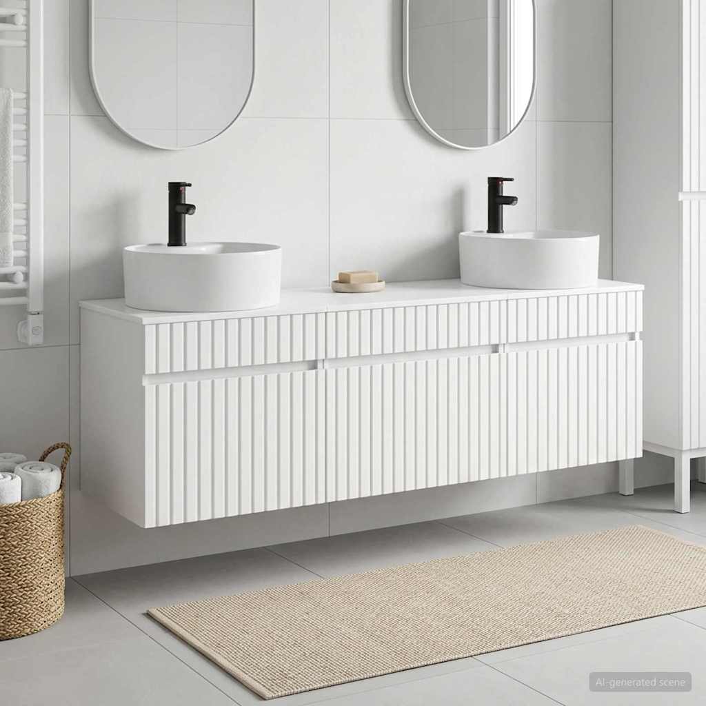 vidaXL Juego de Muebles de Baño 3 uds. Blanco Brillante