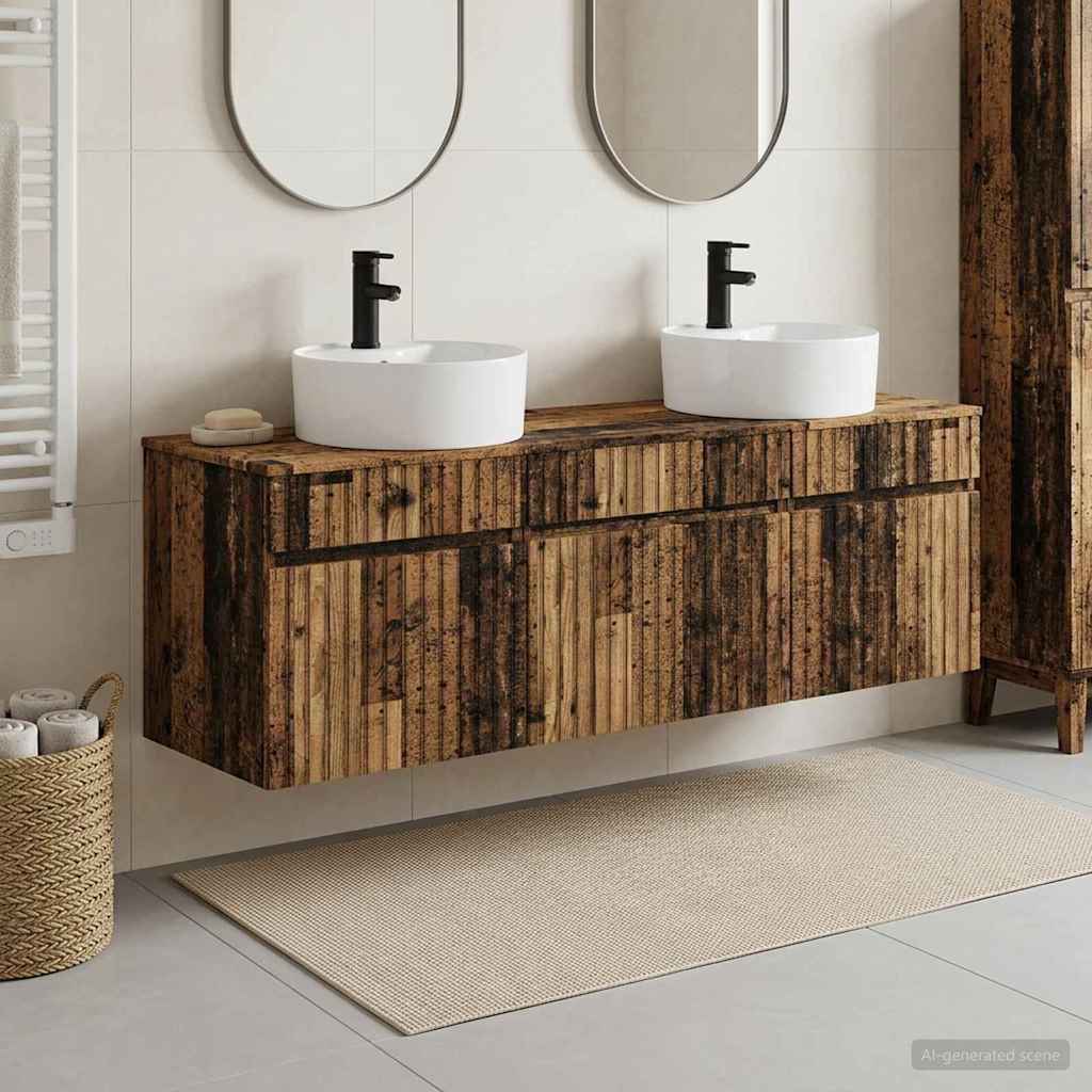 vidaXL Juego de Muebles de Baño 3 uds. Madera envejecida