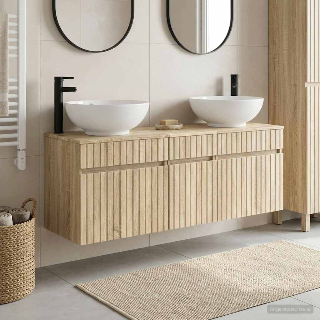 vidaXL Juego de Muebles de Baño 3 uds. Roble Sonoma