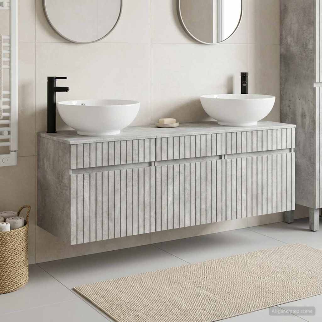 vidaXL Juego de Muebles de Baño 3 uds. Gris Hormigón
