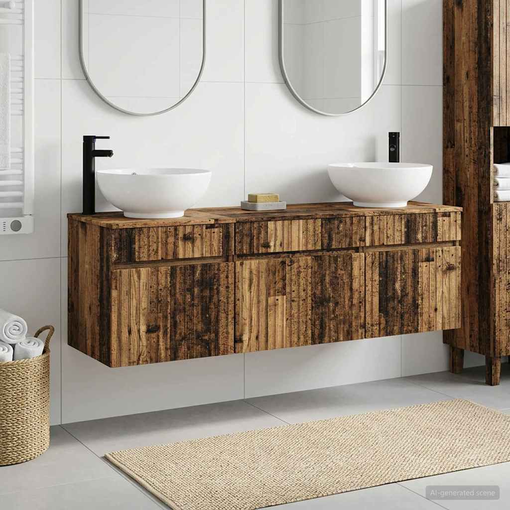 vidaXL Juego de Muebles de Baño 3 uds. Madera envejecida