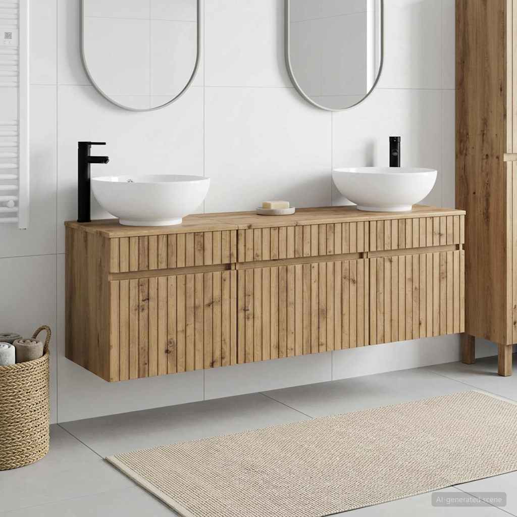 vidaXL Juego de Muebles de Baño 3 uds. Roble artisan