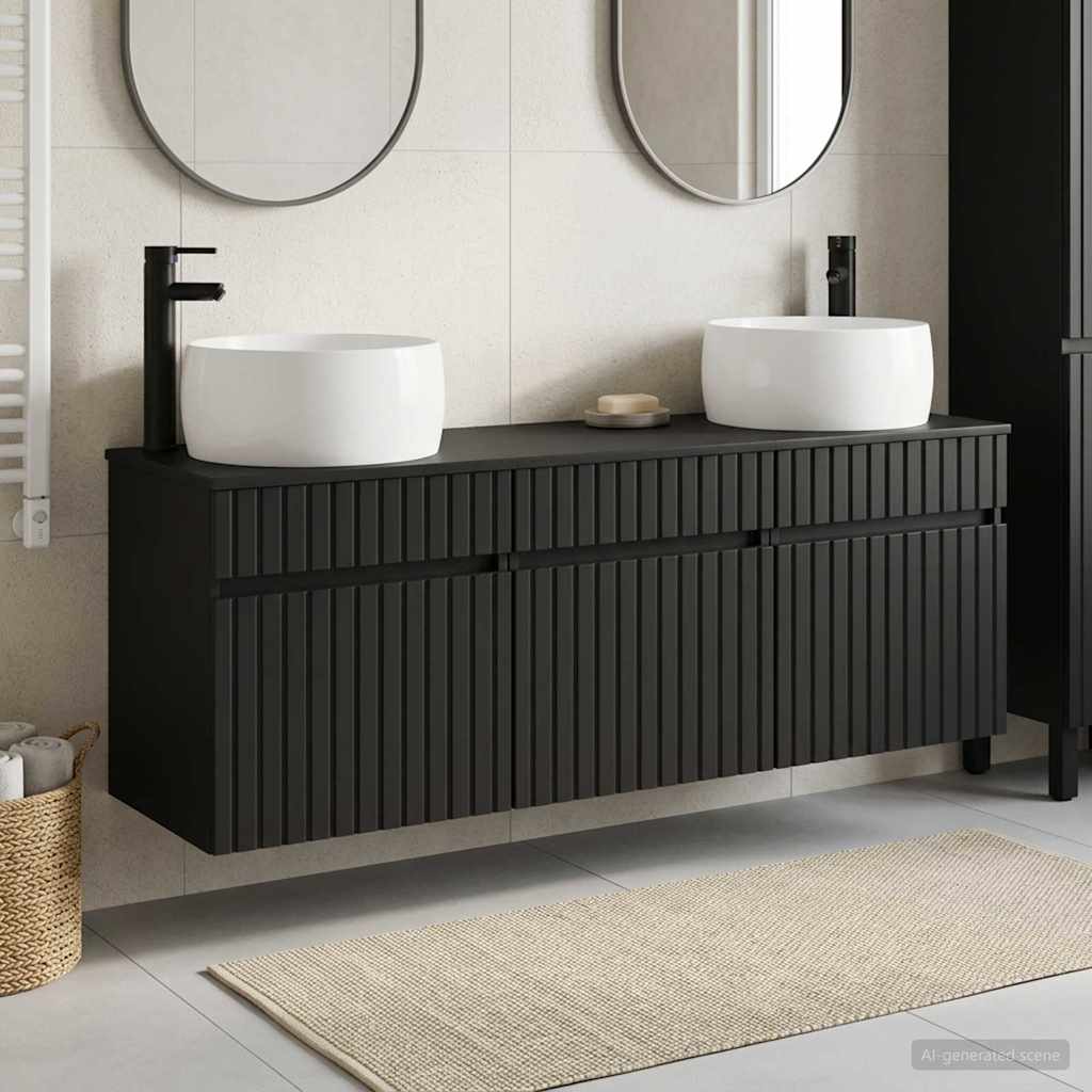 vidaXL Juego de Muebles de Baño 3 uds. Negro 49 x 44,5 x 66 cm