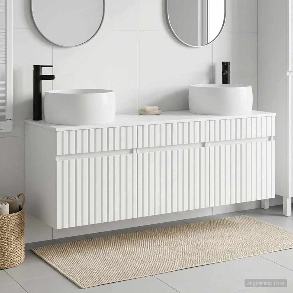 vidaXL Juego de Muebles de Baño 3 uds. Blanco Brillante