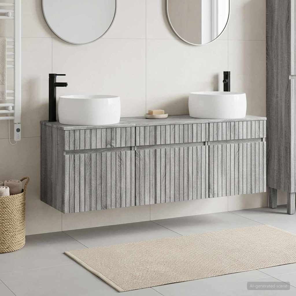 vidaXL Juego de Muebles de Baño 3 uds. Sonoma gris 49 x 44,5 x 66 cm