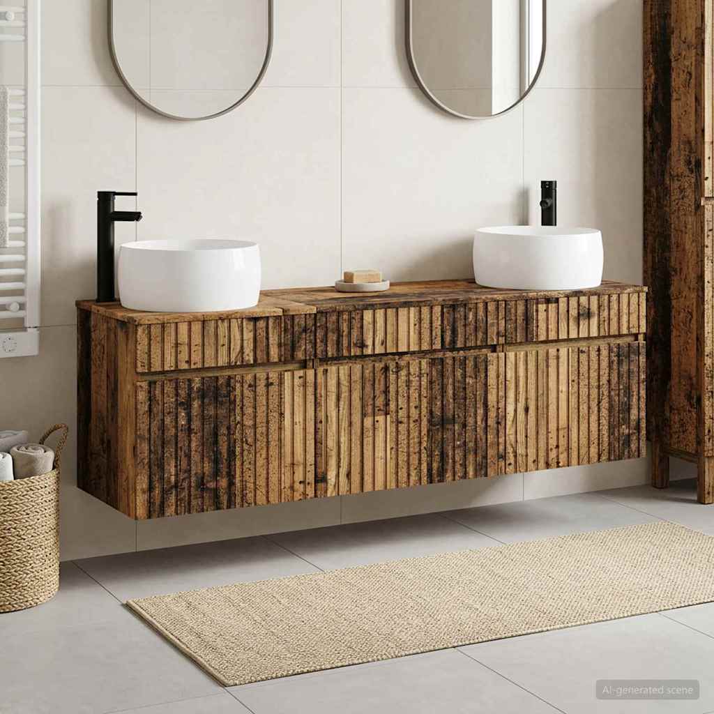 vidaXL Juego de Muebles de Baño 3 uds. Madera envejecida