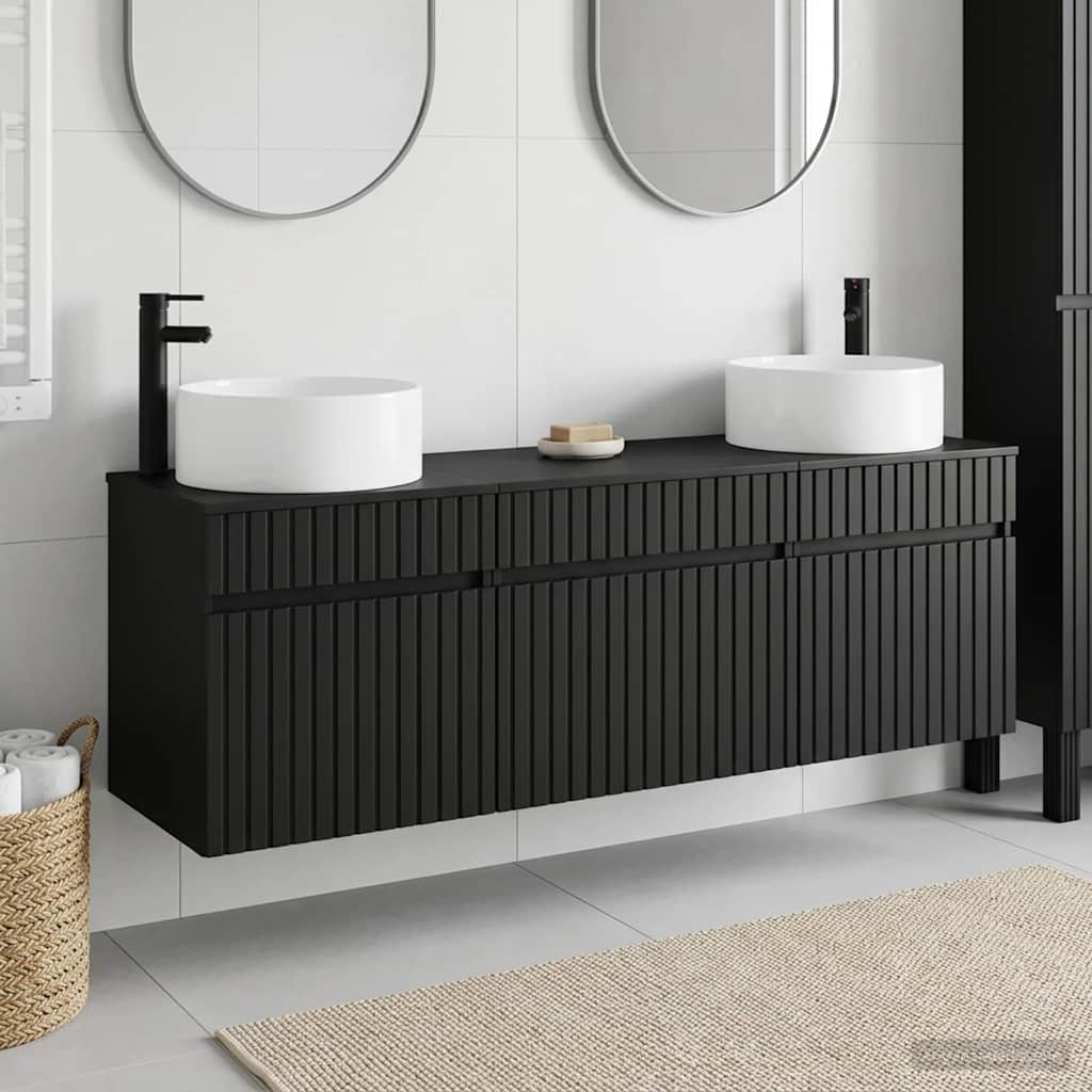 vidaXL Juego de Muebles de Baño 3 uds. Negro 49 x 44,5 x 65,5 cm