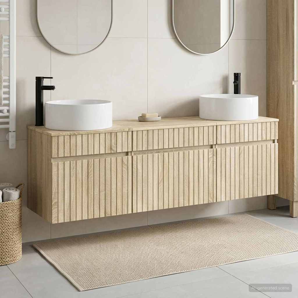vidaXL Juego de Muebles de Baño 3 uds. Roble Sonoma